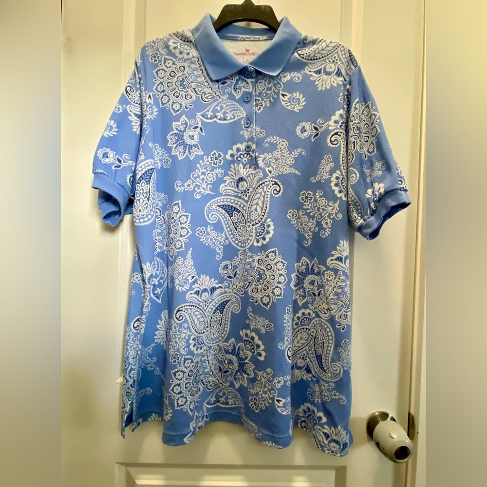 Woman Within Paisley Polo Top - Picture 3 of 12